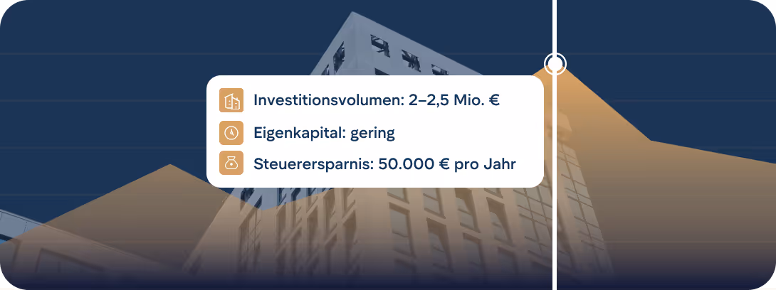 Jannik: Investitionsvolumen 2 bis 2,5 Mio. Euro; Eigenkapital gering; Steuerersparnis 50.000 Euro pro Jahr.